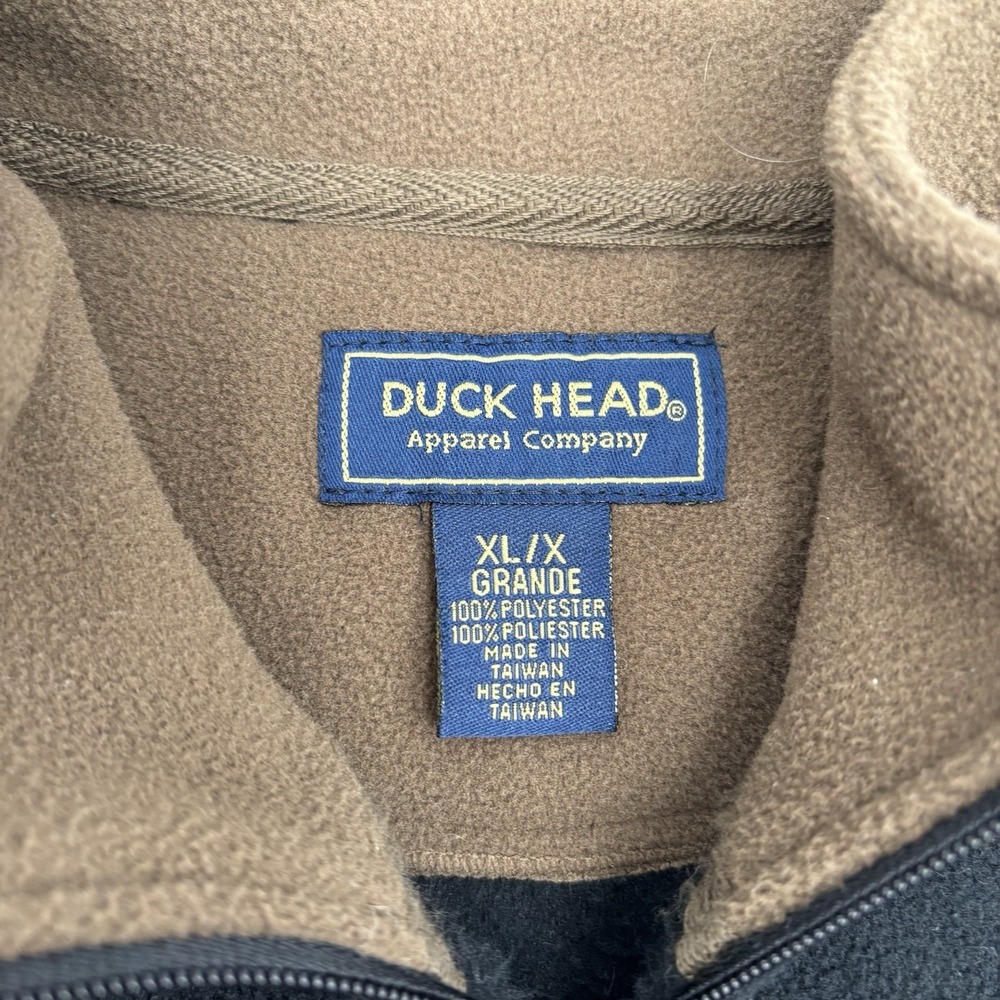 Duck Head Mens XL Fleece 1/4 Zip Pullover Jacket Black Tan Two Tone Outdoor XL